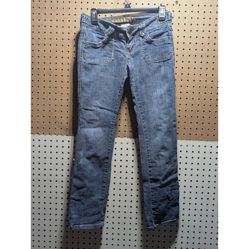 Hydraulic Jeans Womens 3/4 Medium Wash Straight Leg Button Side Detail Y2K Denim